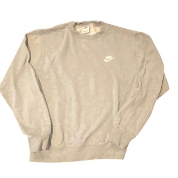 Nike Gray Embroidered Swoosh Crewneck Sweatshirt Pullover Unisex Size M - Picture 1 of 7